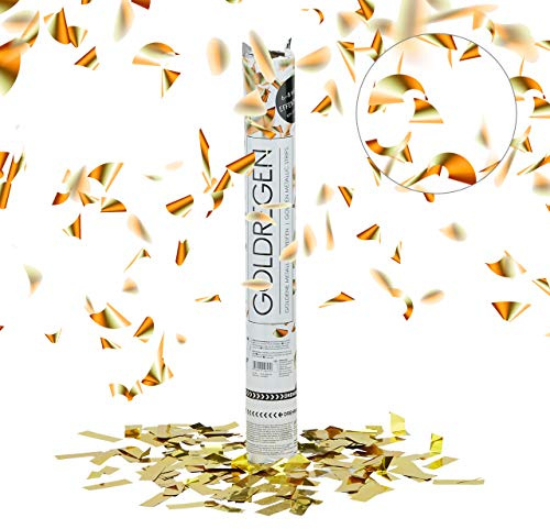 Relaxdays 10020853 Lanceur de confettis canon cotillons doré or 40 cm décoration mariage anniversaire fête portée 5 x 5 x 40 cm, doré