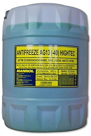 MANNOL 1 x 20L Hightec Antifreeze AG13-40°C/Kühlerwasser Fertiggemisch Grün Kühlerfrostschutz