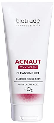 Biotrade Acnaut Oxy Wash Reinigungs-Gel für zu Unreinheiten neigende Haut – Körper- und Gesichtsreiniger mit Milchsäure für Erwachsene & Teenager – Ideal zur Rasur & Haarentfernung – 200 ml