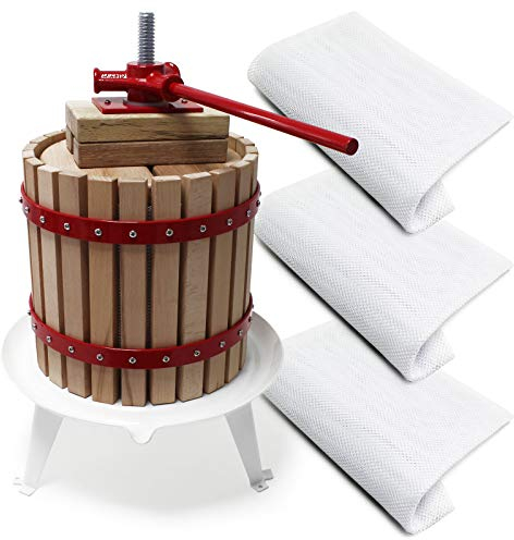 Prensa fruta 30L Paños prensado 3x Prensa mosto Prensa vino Prensa sidra Macerado Elaboración bebida