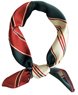 Frauen-Schal-Multifunktions-Seidenschals Satin-kleine quadratische Tücher dünne Retro-Haar-Riegel Griff Tasche Band Bandanas Damen Büro Nickituch (Linie Orange Grün)