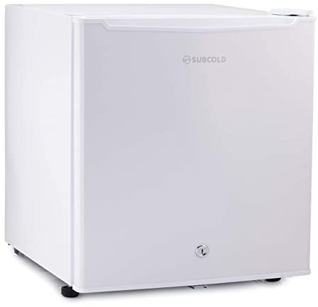 Subcold Eco50 Mini Fridge White | Table-Top Model | Counter-Top Fridge | Solid Door with Chiller Box | Lock & Key | Energy Efficient (45L, White)