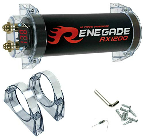 RENEGADE RX1200 Power Cap 1.2 Farad car-Audio-kondensator für systeme bis 1200 watt rms 1 2 3 4 5 10 autokondensator spl schwarz, 1 stück