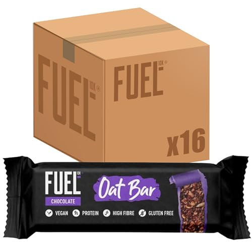 FUEL10K Chocolate Oat Bars, High in Protein & Fibre, 45 g (Pack of 16)