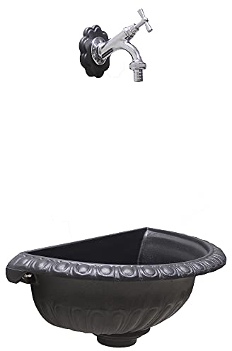 FONDERIA BONGIOVANNI Fuente de pared modelo Liberty para casa o jardín con grifo de latón cromado