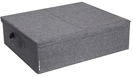 Bigso Box of Sweden Scatola sottoletto con maniglie per coperte, vestiti, cuscini, giocattoli e altro – Scatola portaoggetti in poliestere e cartone – Scatola pieghevole versatile – grigio