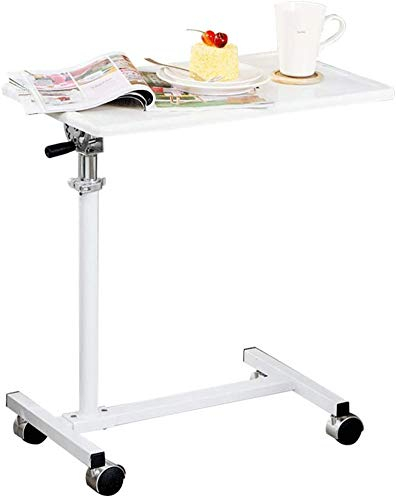 Nest of Tables Weißer Couchtisch Beistelltische Laptoptisch Tragbarer Laptopständer, Schreibtischwagen mit höhenverstellbarer 360°-Drehung und 180°-Neigung, arretierbaren Rollen