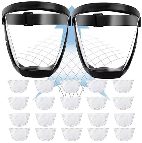 funluck 2pcs Super Protective Face Shield,Face Shield Mask for Woodworking,Suitable for Dust and Debris Protection,Full Face Shield for Weed Whacking,High-Definition Plastic Face Shield Mask