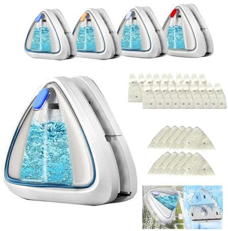 Hooha Magnetischer Fensterreiniger, Water-Filled Fensterputzer, Doppelseiten für 3-8mm Fenster, Professionell, Enthält insgesamt 10 Schwämme
