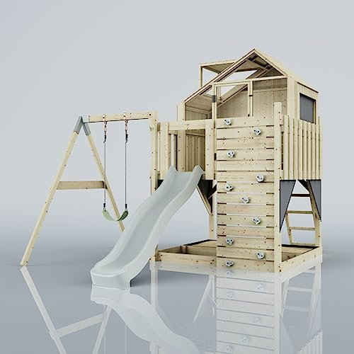 PolarPlay Kids Climbing Tower & Playhouse - Swing Brenna Mist