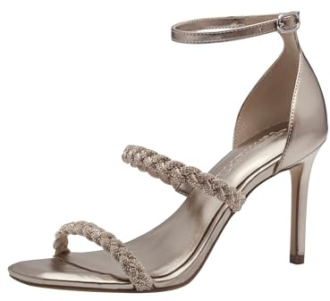 Tamaris Damen Sandalen mit Absatz Vegan Stilettoabsatz Sommer; LIGHT GOLD/metallic; 39
