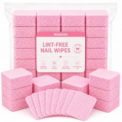 MAIQHAN 600 Lint Free Wipes for Nails - Lint Free Nail Wipes for Gel Polish Nail No Lint Nail Polish Varnish Gel Glue Remover Pads Nail Prep And Wipe Lint Free Pads for Eyes Nail Tech Supplies,Pink