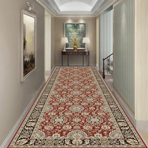 Tappeto passatoia vintage rosso per corridoio, tappeto lungo lavabile antiscivolo per scale corridoio hotel, 1 m 1,5 m 2 m 2,5 m 3 m 3,5 m 4 m 4,5 m 5 m 6 m Zerbino d'ingresso extra lungo ( Size : 60×