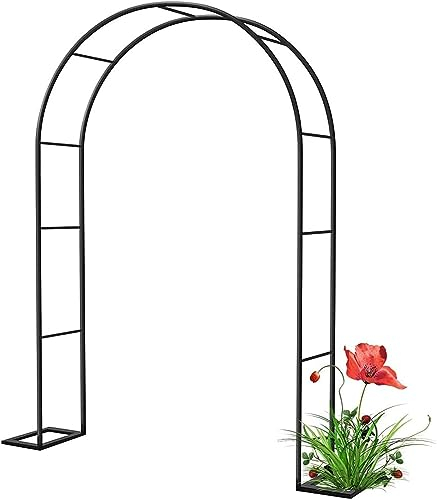 GueTTO Rosenbogen Verzinkt Rost Rankhilfe Torbogen Rosen Gartenbogen Freistehend Hochzeit Rankbogen Metall Stabil Für Pergola Terrasse Hinterhof Breite 120 140180 240 300cm,Schwarz,W350*H220cm
