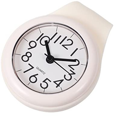 Zerodeko Wanduhr mit Saugnapf für das Badezimmer Haken für Schlüssel leiser Uhrenhaken Wohnkultur Handtuchhalter Duschuhr Uhr zum Duschen Haushalt Timer kleine Uhr Plastik