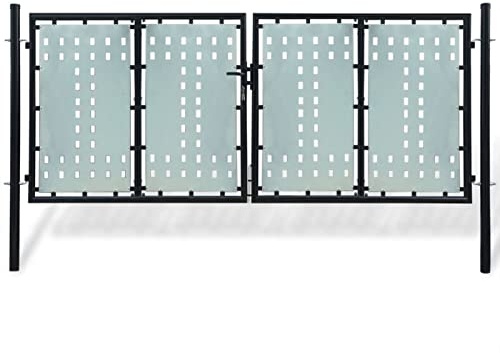 ShCuShan Zauntor (Einzeltor) Schwarz 300x175 cm Gartenzaun ZauntüR Garden Fencing Gartenzaun Metall Stabmattenzaun Zaun Garten
