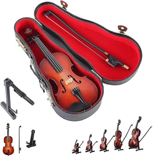 Miniatur Violine Modell, Winzige Geige, Kleine Geige, Kleine Geige Mit Holz Violine Spielzeug, Kleines Geigenspielzeug,Mini Musikinstrument Modell, Mit Koffer(Size:14cm)