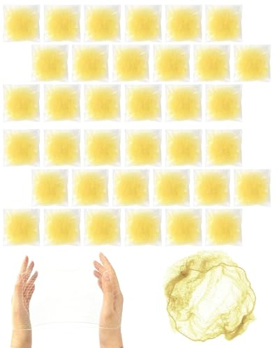 TPZORJX 35 Piezas Red para el Cabello - Redes para el Cabello Invisibles, Red para el Cabello con Moño, Redes para el Cabello Invisibles con Borde Elástico, para Niñas, Mujeres, Ballet, Danza (Oro)
