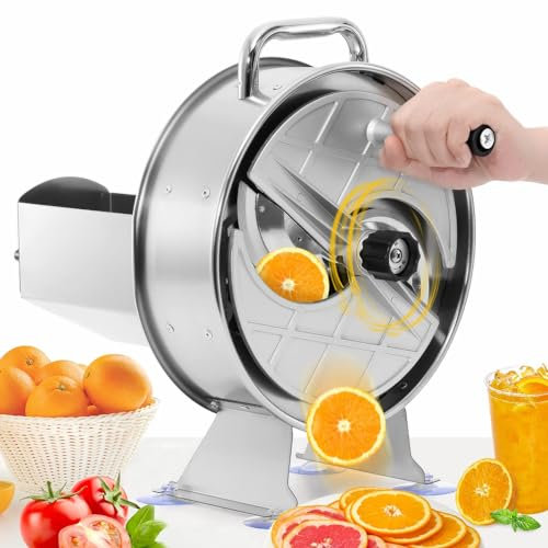 Commercial Vegetable Slicer, Stainless Steel Manual Slicer, 0.2-1cm Adjustable Thickness, 8-inch Cutter Head, Manual Food Slicing Machine, for Slicing, Fruit, Lemon, Potatoes and Vegetable