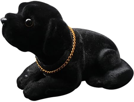 Nodding Dog - Bobble Head for car Dashboard | Black Labrador | Car Dashboard Toy | Nodding Accessory | Resin Desktop Ornament