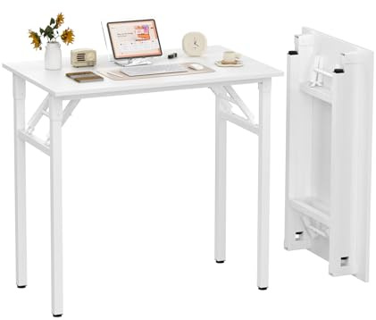 Lvhecforhm Klappbarer Schreibtisch, Weißer Computerschreibtisch, Kleiner Klappbarer Hilfsschreibtisch, Schreibtisch für Studium, Zuhause, Büro 80x50x76cm