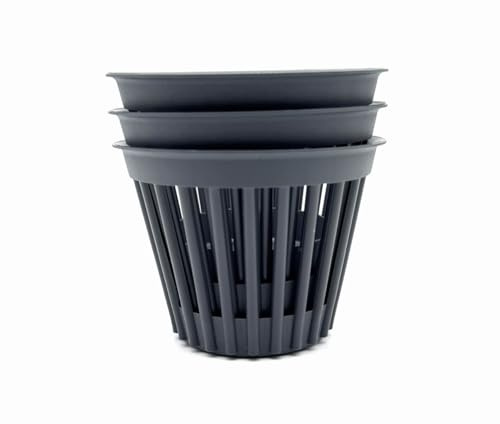 Kimmel Macetero de plástico para orquídeas, 12 cm, Color Gris, 3 Unidades