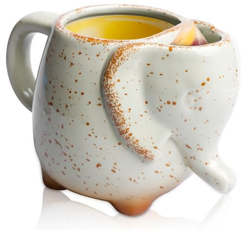 Tazza in ceramica, a forma di elefante, 430 ml, con porta bustina di tè, con elefante 3D, a forma di animale, per gli amanti degli animali, per tè e bevitori di caffè