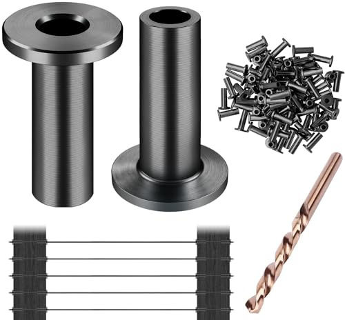 CKE 50 Pack T316 Black Stainless Steel Protector Sleeves for 1/8 Cable Deck Railing Kit System, Black Cable Railing Protector Sleeve for Wood Posts for 1/8 Wire Rope Cable DIY Balustrade, BCR02