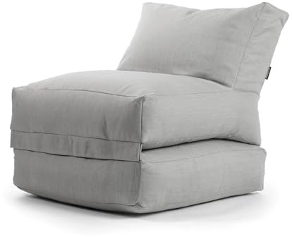 mokebo Outdoor Sitzsack 'Der Summerdream' Made in Germany, Bean Bag mit Füllung für Indoor & Outdoor, Gartenliege, Outdoorkissen, Relaxliege für Kinder & Erwachsene, Liege in Lichtgrau