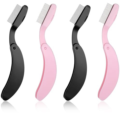 simarro Lot de 4 peignes à cils pliants en acier inoxydable pour sourcils et dents - Pinceaux de maquillage pour femme