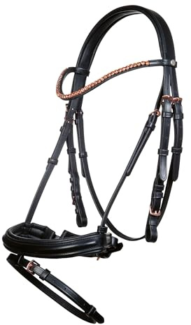 HKM Rosegold Glamour Style Trense, Schwarz/Rosegold, Pony