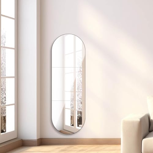 DRERIO Specchi adesivi da parete 50 cm, design lungo adesivo senza cornice in 3 parti, grande rettangolare per porta, corridoio (3 parti, 50 cm x 50 cm)