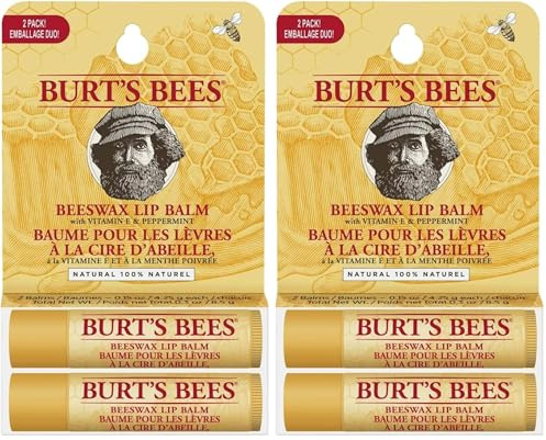 Burt's Bees 100% natürlicher, feuchtigkeitsspendender Lippenbalsam im günstigen 2er-Pack, Bienenwachs, 2 Tuben in Blister-Box, 8.5 g (Packung mit 2)