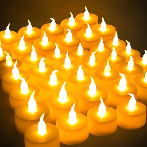 GAOUTO Lot de 36 bougies chauffe-plat LED à pile, sans flamme, pour Noël, sapin de Noël, Pâques, mariage, fête