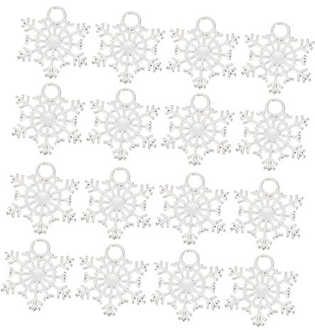 HOMSFOU 50 Stück Weihnachtsanhänger Schneeflocken Charms aus Metall in Silber DIY Schmuckzubehör für Basteln von Ohrringen Armbändern und Weihnachtsdekorationen