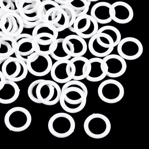 100 Stück Raffrollo Vorhang Ringe, Weiß Raffgardinenringe, O-Ringe Vorhangringe Kunststoff Ringe für Römische Schattierungen (16mm)