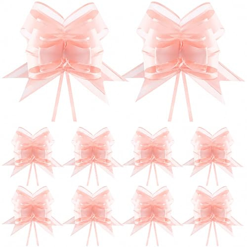 G2PLUS 10 Stück Geschenkschleife Rose: 15cm Dekoschleife mit Band | Große Ziehschleife für Geschenkverpackung Hochzeit Geburtstag Weihnachten
