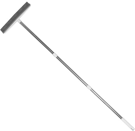 Gogogmee Escoba Multifunción con Rasqueta TPR y Mango Ajustable de Acero Inoxidable para Limpieza de y Eliminación de Pelo de Trapeador de Polvo Multiusos para Baldosas y Superficies