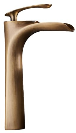 TYMYW Rubinetto Alto per Lavabo da Appoggio Cascata Miscelatore Rubinetto Bagno Ottone Anticato Monocomando Monoforo