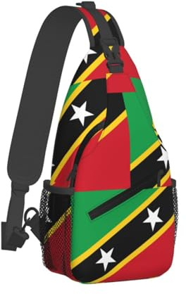 Schultertasche Flagge Von St. Kitts Und Nevis Slingtasche Stilvoller Verstellbarer Rucksackgurt Geschäft Schultertasche, Für Fitness, Klettern, Reisen