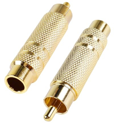 DCYQAIN 2-Pack RCA to 1/4 Inch Adapter – Gold-Plated RCA Male Plug to 6.35mm TS Female Audio Converter – for Amplifiers, Speakers, Guitars & Home Theater Systems