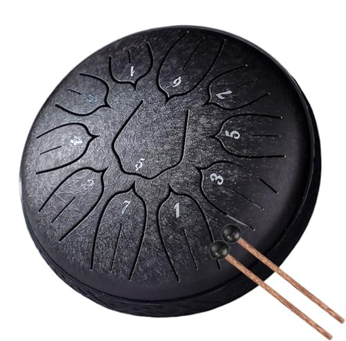 Handpan Trommel Stahlzungentrommel 6 Zoll 11 Noten Trommeln D5 Ätherische Trommel for Anfänger Handpan Musikinstrumente(Black)