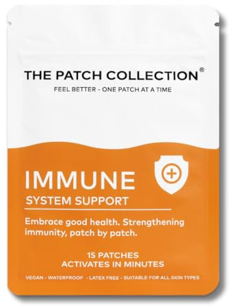 The Patch Collection® - High Strength Immune System Support Boost Patch | 6-in-1 Complex with Vitamin C, D, B12, Zinc, Turmeric, Elderberry, Ginkgo Biloba, Echinacea | Vegan & Latex Free (Pack of 15)