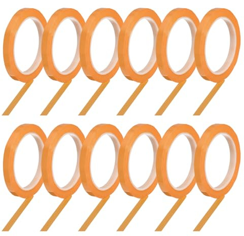 PATIKIL 12 Rollos De Cinta, 0.4 x216ft Cinta De Identificación Para Instrumentos Colorida PET Adhesiva Resistente A Alta Temperatura, Naranja