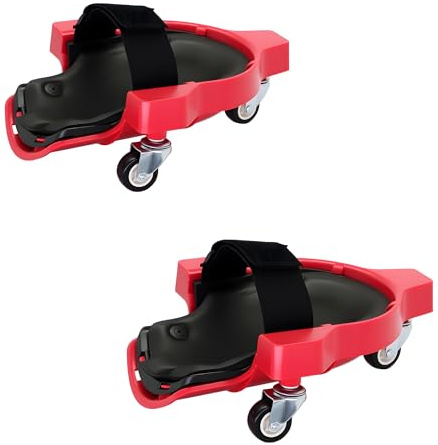 Relaxdays Knieschoner auf Rollen, bis 100 kg, gelenkschonend, Bodenarbeiten, je BxT: 22 x 29,5 cm, Knieschützer, rot