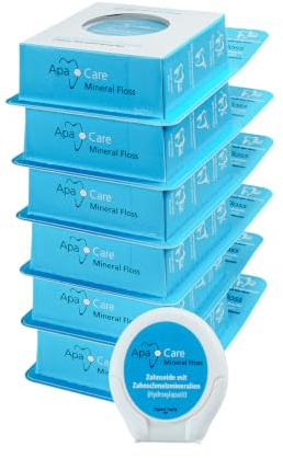 ApaCare Mineral Floss tandtråd med flytande emalj, 6 x 40 m | Innovativ tandtråd med flytande emalj för rena mellanrum mellan tänderna, friskt tandkött och implantatvård.