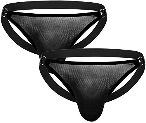 Summer Code Mens Jockstrap Micro Mesh Breathable Athletic Supporters Pack with Metal Ring