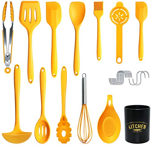 FUKTSYSM Kitchen Utensil Set - 14pcs Silicone Cooking Utensils Set, Silicone Kitchen Utensils, Cooking Tools Turner Tongs Nonstick Spatula Spoon for Nonstick Heat Resistant Cookware