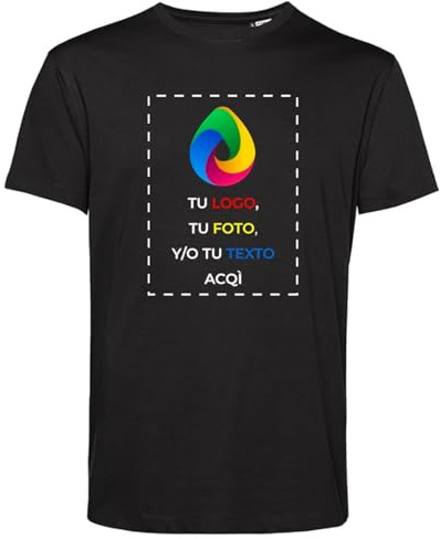 Teetaly Maglietta T-Shirt Personalizzata Stampa Fronte Retro Uomo in Cotone Organico (Nero, L)