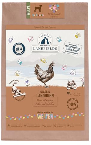Lakefields Classic Trockenfutter für Welpen | Huhn 60% | 2,5kg | Getreidefreies Welpenfutter trocken | Natürliche Zutaten in Lebensmittelqualität | Fenchel, Karotten & Kartoffeln | Schonend gebacken